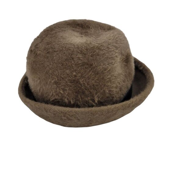 60's Mr. John Sophisticate Mystere Brown Fuzzy Cloche Hat Faux Leather Bow - Picture 11 of 15